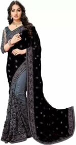 JULEE Women's Vichitra Silk Half & Half Embroidered Saree-Rajvi