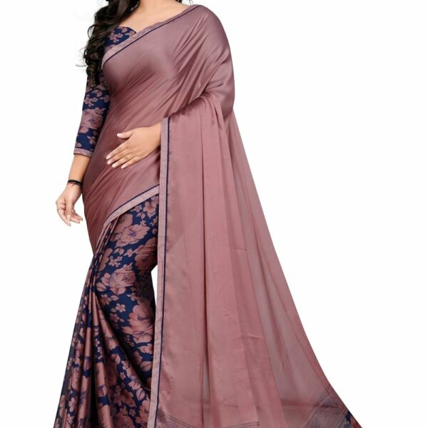 Jaanvi fashion Women's Georgette Crepe Printed Saree With Blouse Piece