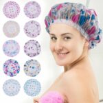 KYOSEN™|| Shower Cap for Women, Reusable Waterproof Elastic Eva Free-Size Bathroom Shower Caps - For Homes, Spas, Salons, Hair Treatment, Beauty Parlors (multicolored and print,PACK OF 6)