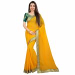 Kashvi Sarees Women's Chiffon Saree With Blouse Piece (Kashvi1468_3_Yellow)