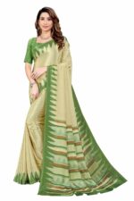 Kesaria Textile Company Women's Printed Silk Crepe Saree with Unstitched Blouse Piece