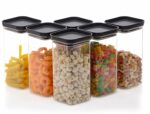 Kitchwell Airtight Plastic Storage Jar and Container Set Unbreakable Push up Square Containers, Kitchen Storage Container, Grocery Container & Container Set (1500 ML, 8)