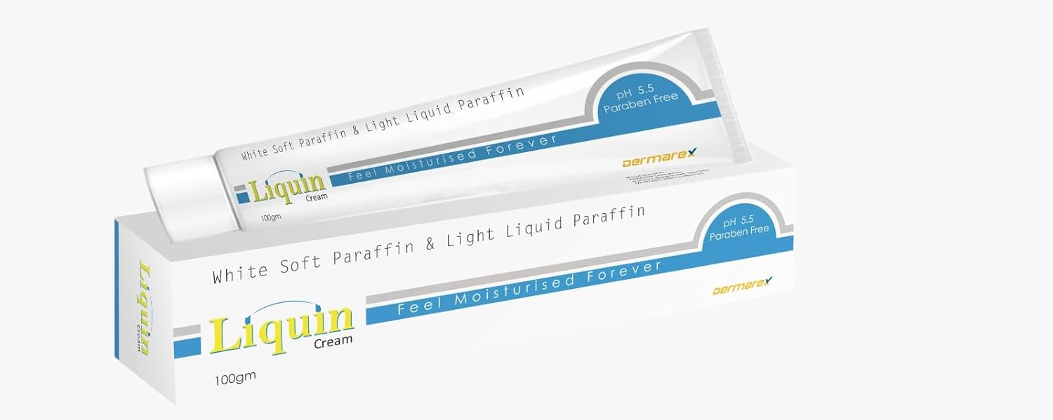 LIQUIN CREAM - White Soft Paraffin and Light Liquid Paraffin Cream 100gm | Ultimate Solution for Nourishment, Hydration,and Radiant Beauty | pH 5.5 | Non-Greasy Paraben Free