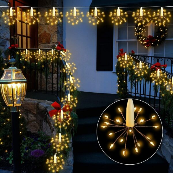 LITEHOM Starbursts Light, 12 Bright Starbursts Design Sparckle 10Ft Light With USB Operated Waterproof For Diwali, Home Decoration, Birthday, Christmas Tree, New Year, Bedroom Fairy Light (Warm White)