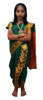 LUSTER Shahi Mastani Nauvari saree for kids/girls Ready-to-wear with a stitched blouse, Traditional Maharashtrian Marathi saree, for School program ganpati pujas festival