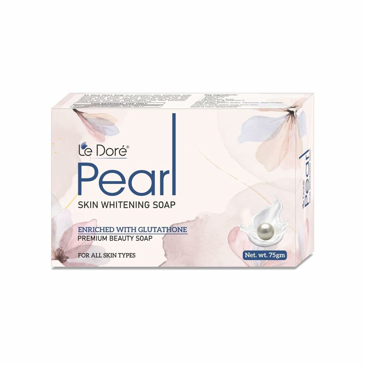 Le Dore Pearl Skin Whitening Soap With Glutathione, Kojic Acid, Arbutin, Vitamin C & E, Hyaluronic Acid | Anti-Aging | Dead Skin Removal For All Skin types (75gm)