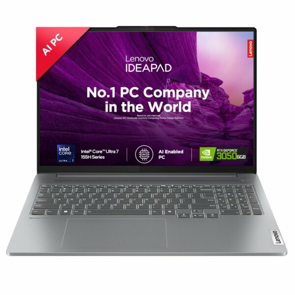 Lenovo IdeaPad Pro 5 Intel Core Ultra 7 155H Built-in AI 16" (40.6cm) 2K OLED 400Nits 120Hz Laptop (16GB/1TB SSD/NVIDIA RTX 3050 6GB/Win11/MSO 21/FHD+IR Camera/1Yr ADP Free/Grey/1.9Kg), 83D4002NIN