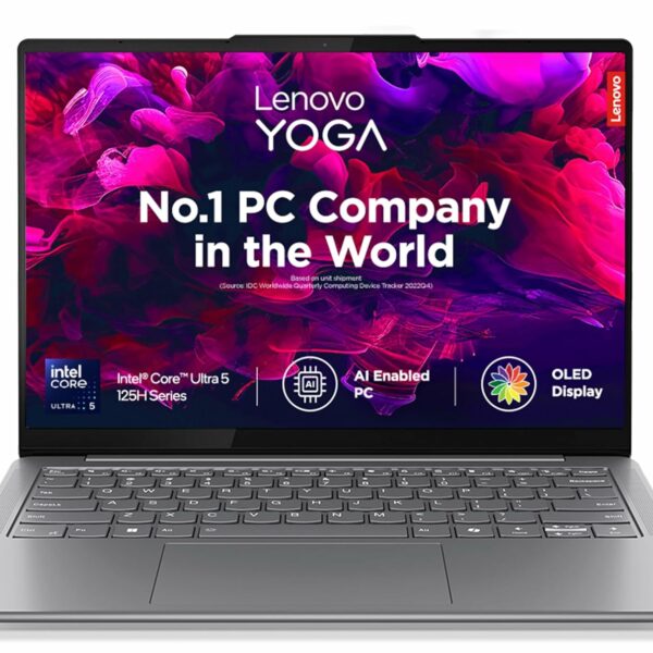 Lenovo Yoga Slim 7 Intel Core Ultra 5 125H Built-in AI 14"(35.5cm) WUXGA-OLED 400Nits Laptop (16GB/512GB SSD/60Hz/100% DCI-P3/Win11/MSO 21/1Yr ADP Free/Alexa/3 month Game Pass/Grey/1.39Kg), 83CV003MIN