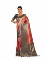 MIMOSA Women's Woven Design Kanjivaram Style Art Silk Saree With Blouse Piece : SA0000892