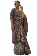 MIRCHI FASHION Women's Silk Blend Floral Printed Saree with Blouse Piece