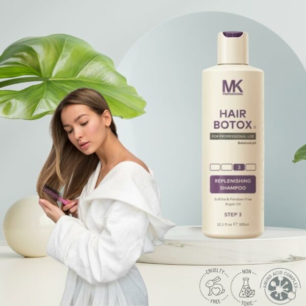 MK Professional Hair BTX Replenishing Shampoo & Conditioner Set - 300ml Each, Sulfate & Paraben-Free