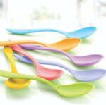 MTR Abs Plastic Serving Spoon Laddles 12 Pieces Kitchen Utensil Set, Heat-Resistant Spoon Spatula Turner Scoop - Assorted Colour, 10 Cm