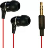 MX Black Red Crystal Clear Sound in-Ear Headphones Tangle Free Cable Noise Isolation Aux Port Wired Headset High Bass Sound Buds for Comfort fit in The Ear without Mic(3506)