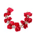 Majik Bun Decoration Hair Gajra For Women And Girls Wedding, Party Hair Decoration Hair Accessories (Red)