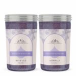 Mecraaz Lavender Bath Salt Combo, Calming, Relaxing, Muscle Pain Relief, Aromatherapy | Pure & Natural | Sea Salt, Lavender Essential Oil & Vitamin E | 600g (Pack of 2)