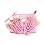 Minara Makeup Brush Set Of 15 With Easy To Carry Pouch (Pink) | Travel Size Cosmetic Brushes Kit For Face Foundation Brush Eyeshadow With Storage | Makeup Pouch For Women |