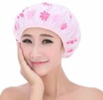 Minitul Shower Cap Set of 3 for Women, Reusable Waterproof Elastic Eva Free-Size Bathroom Shower Caps - For Homes, Spas, Salons, Hair Treatment, Beauty Parlors (Multicolored and Multi-design)