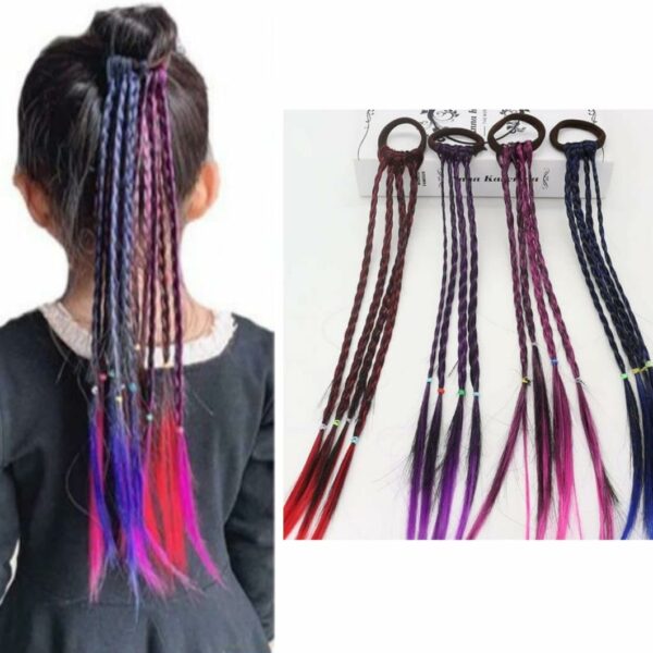 Miss Lirenn® Girl Hair Extension Accessories-Rubber Band Elastic Band Hairstyle Ponytail Braid Beauty Hair Band Twist Colorful Wig Braid Head Rope Girl Dress Beautification Hair Accessories (Multicolor - 4Pcs)