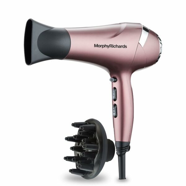 Morphy Richards Stylist Care Hd222Dc Professional Hair Dryer With Diffuser,Removable Concentrator,3Speed 2Heat Setting,Cool Air Mode,2Yr Warranty,Wine Red And Silver Chrome,2200 Watts|Gift for Him Her