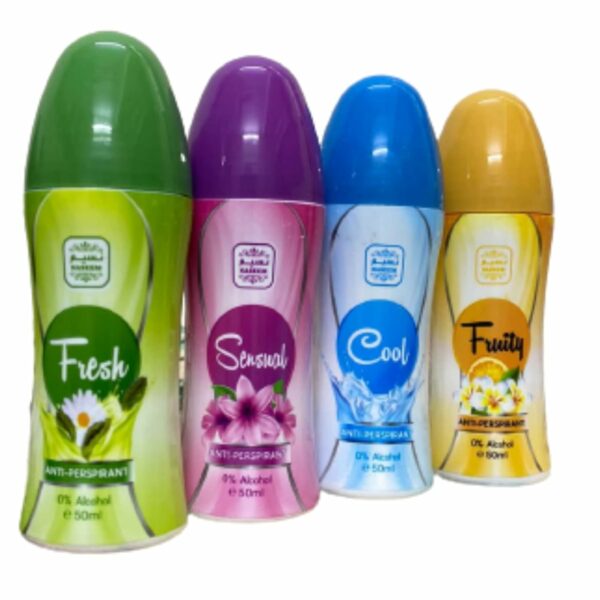 Naseem 4 Bundle Antipersperint Roll-On Fresh, Fruity, Sensual & Cool Pack of 4 (50 ML Each)