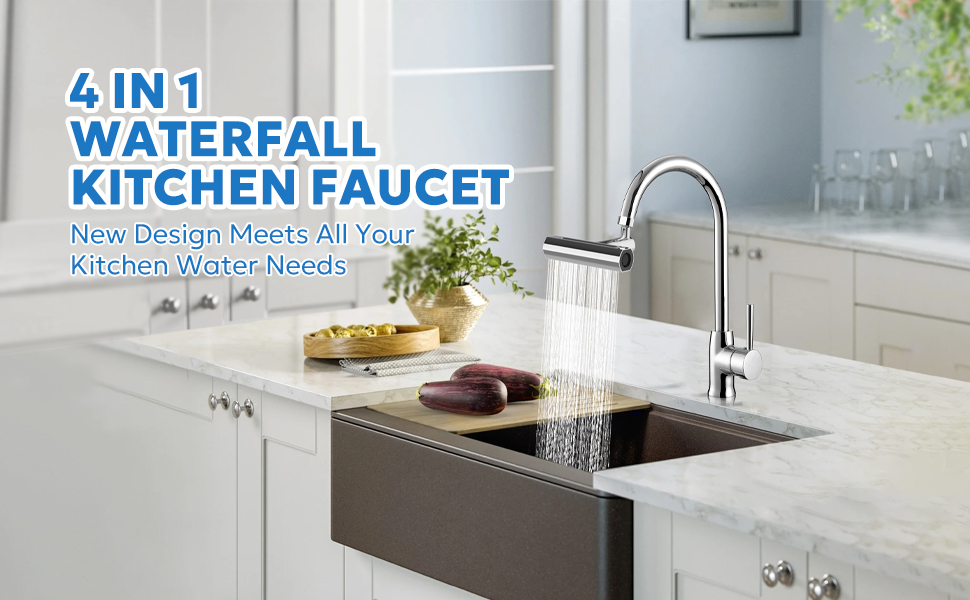 4-in-1 360° Rainfall Kitchen Sink Faucet