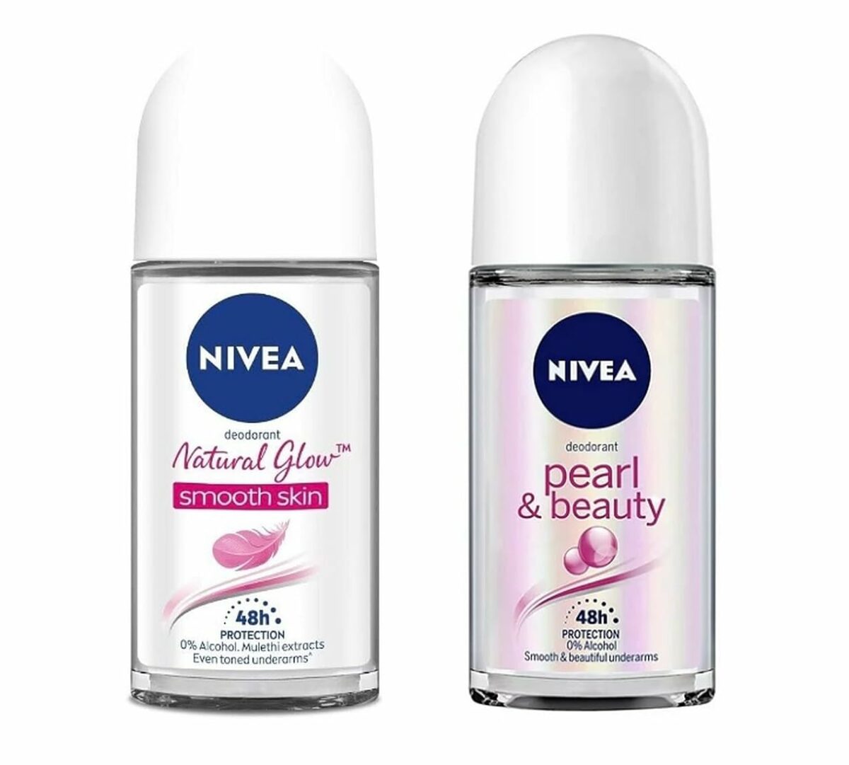 Nivea 48H Whitening Smooth Skin And 24H Pearl & Beauty Deodorant for Women, 50ml