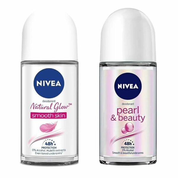 Nivea 48H Whitening Smooth Skin And 24H Pearl & Beauty Deodorant for Women, 50ml