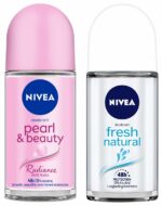 Nivea Women Deodorant Roll On, Pearl & Beauty Radiance For Eventoned Smooth & Beautiful Underarms, 50ml&Nivea Deodorant Roll On, Fresh Natural for Unisex, 50ml