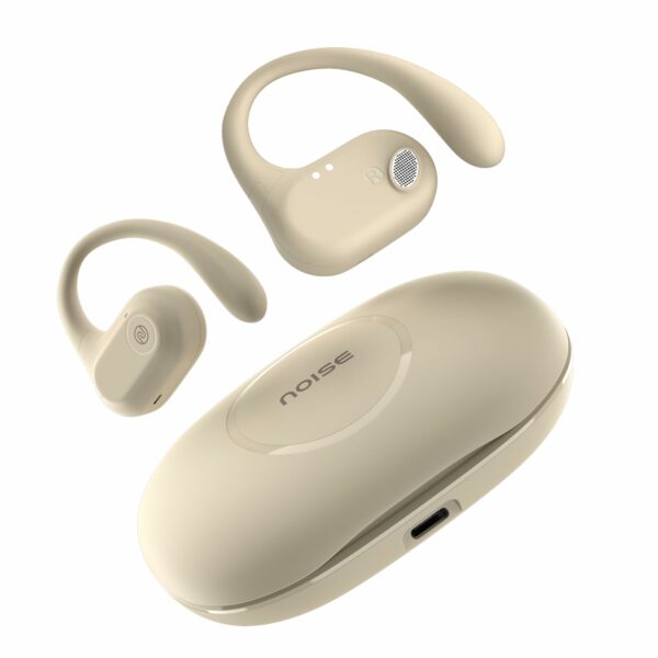 Noise Pure Pods Wireless Open Ear Earbuds with AirWave™ Technology,Up-to 80H Playtime,Quad Mic with ENC,16mm Neodymium Dynamic Driver,Detachable Pure Band,BTv5.3 (Zen Beige)