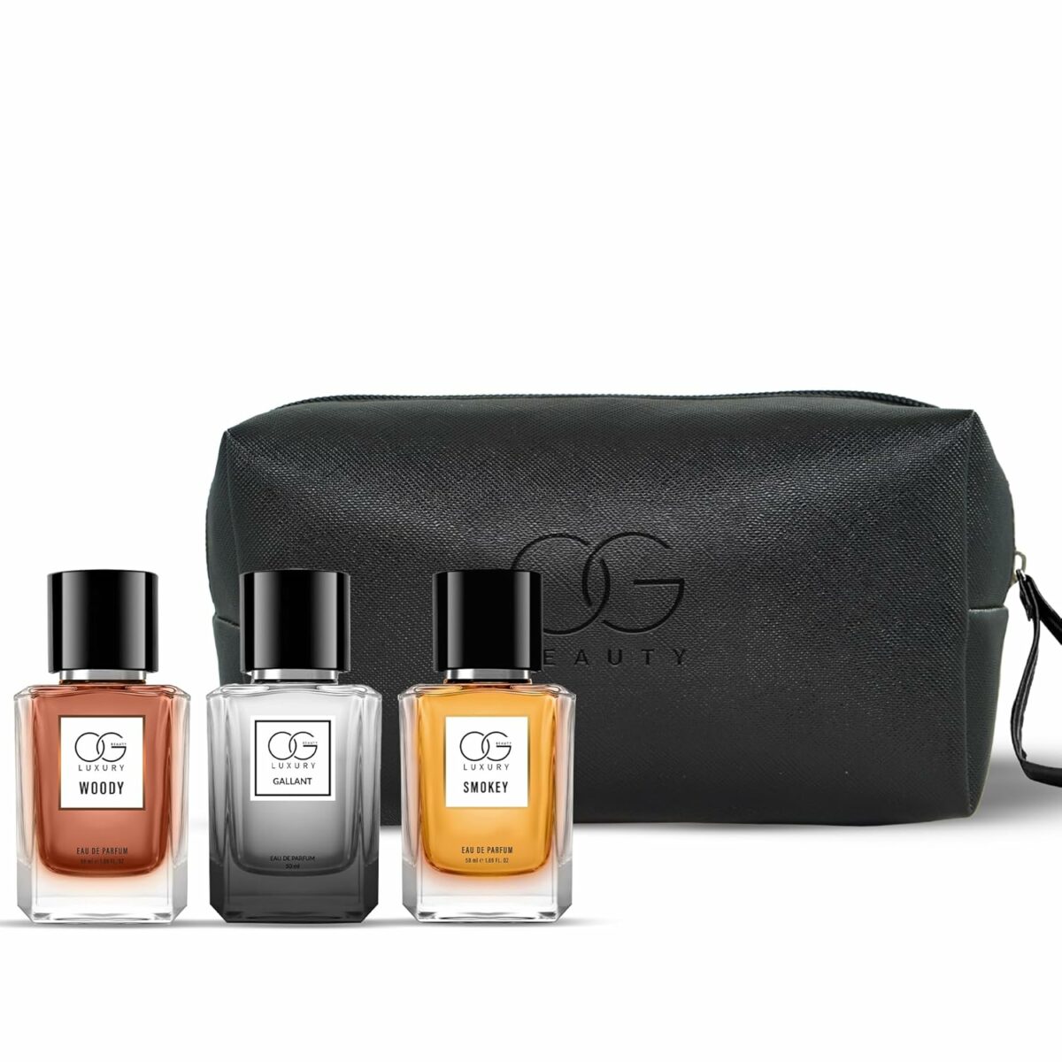 OG BEAUTY Luxury Mantastic Perfume Gift Set with Pouch – Gallant, Woody, Smokey | 3x50ml Eau de Parfum for Men | Ideal for Gifting