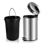 OPR Stainless Steel Round Pedal Dustbin with Soft Close Lid | Steel Dustbin For Home, Kitchen, Bathroom, Office And Washroom with plastic bucket (Silver, 15 Ltr)(big size)