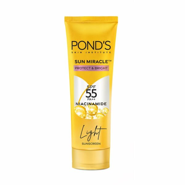 POND's Sun Miracle Spf 50 Pa+++ Crème Gel Sunscreen-Protect & Bright, With 3% Niacinamide, Fade Dark Spots In 4 Weeks, Lightweight, No White Cast For All Skin 50G,1 Count