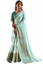 Pandadi Saree Women's Silk Jacquard Saree With Unstitched Blouse Piece