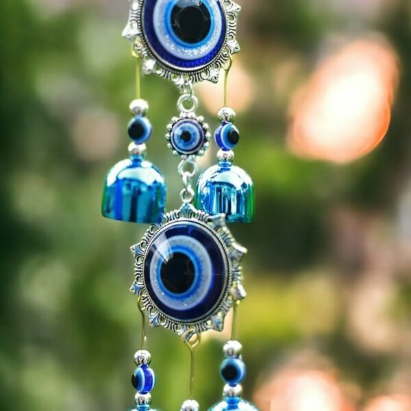 Paradigm Pictures 5 Bell Evil Eye Metal Wind Chimes for Home