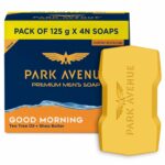 Park Avenue Premium Men’s Soaps for Bath – Good Morning | 125g (Pack of 4) | Enriched with Tea Tree Oil & Shea Butter | Grade 1 Soap | For All Skin Types