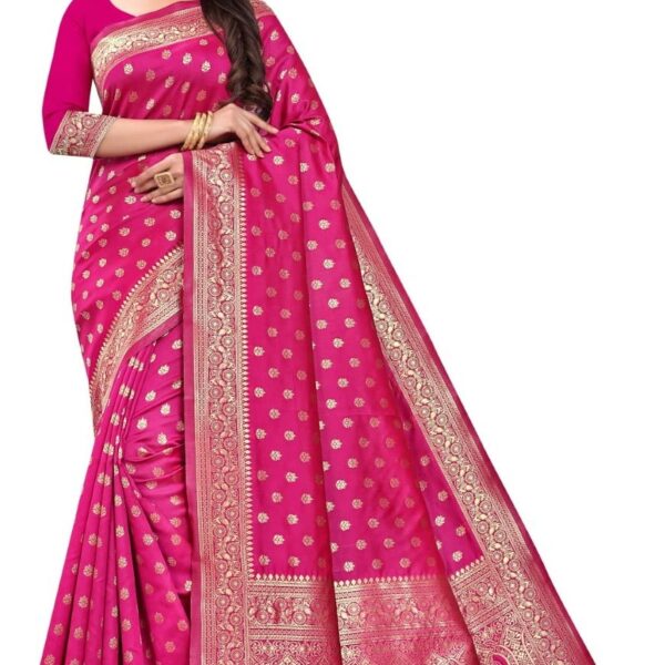 Pervas Women's Pure Banarasi Silk Saree Kanjivaram Style With Blouse Piece (Pari124 paithani)