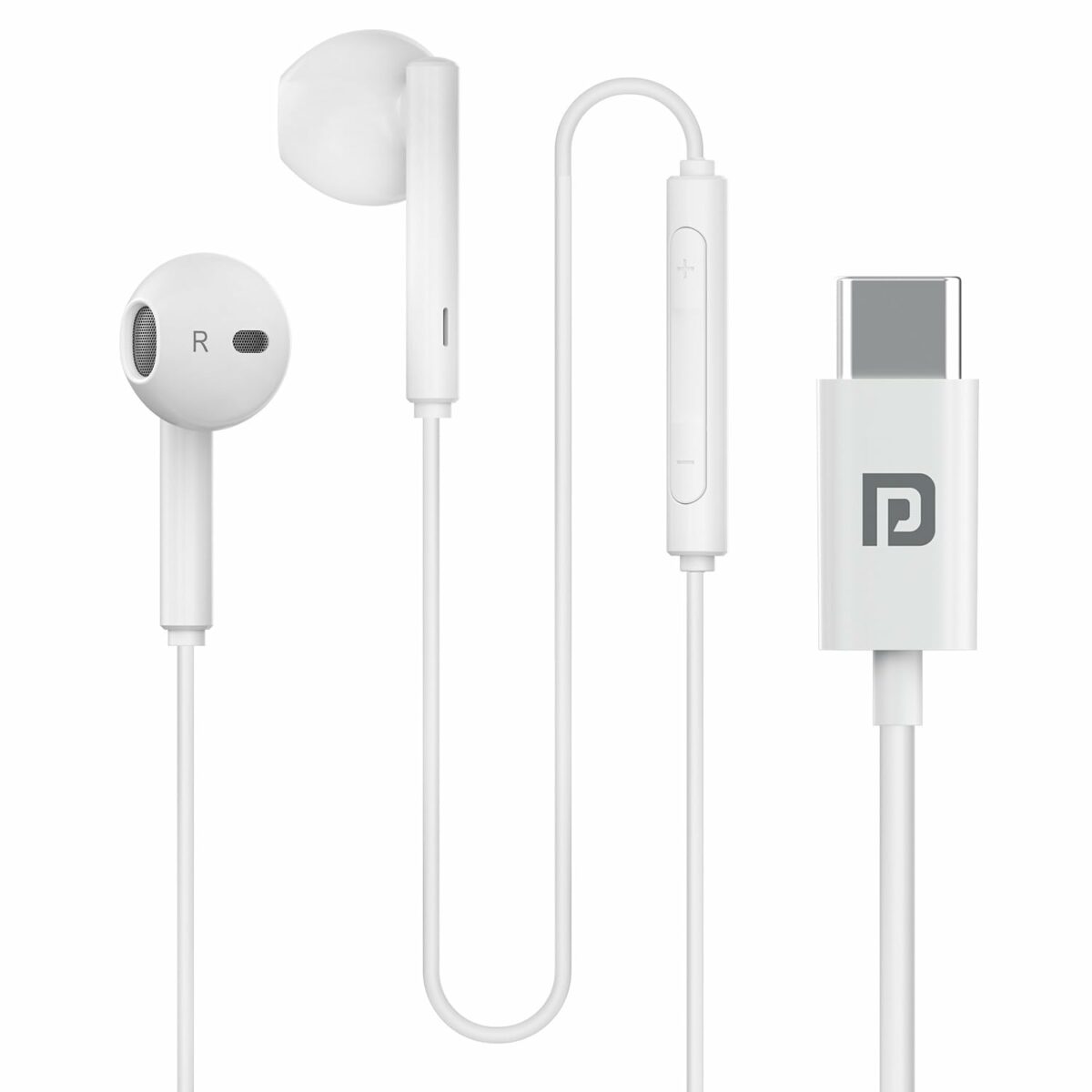 Portronics Conch Theta C in Ear Type C Wired Earphones with in Line HD Mic, Powerful Audio, 14.2mm Driver, Unique Earbuds Design, TPE Anti Tangle Wire, in line Controls, Wide Compatibility(White)