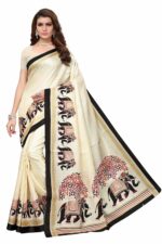 Priyashi Womens Kalamkari Art Silk Printed Saree With Blouse Piece