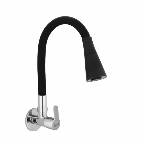 Quento Wall Mounted Brass Kitchen Sink Cock Taps/Faucets/Spout for Kitchen Basin with Flexible and 360 Degree Dual Flow Black Color 2 Function Shower Flow/Foam Flow (Mark-Black)