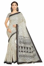 RANI SAAHIBA Women's Art Silk Warli Printed Saree with Blouse Piece