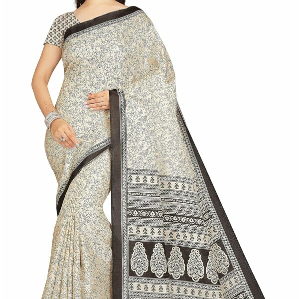 RANI SAAHIBA Women's Art Silk Warli Printed Saree with Blouse Piece