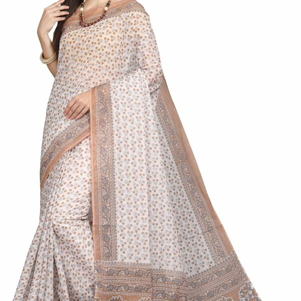 RANI SAAHIBA Women's Pure Cotton Printed Saree Without Blouse Piece