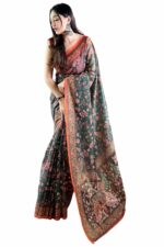 SGF11- Women's Cotton Linen Silk Saree With Kalamkari Print With Blouse Piece