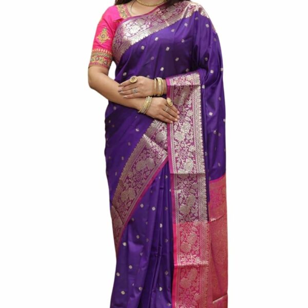 SGF11 Women's Kanjivaram Pure Soft Silk Handloom Saree For Women Pure Golden Zari With Blouse Piece