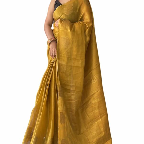 SGF11- Women's Kanjivaram Pure Tissue Silk Saree Golden Zari With Blouse Piece