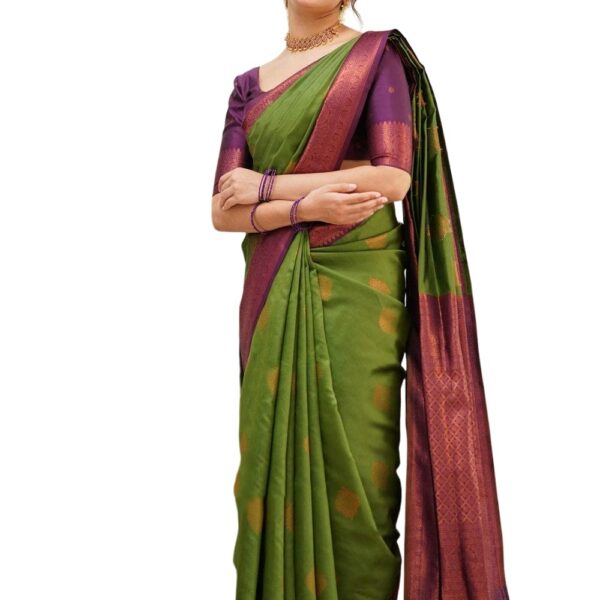 SGF11 - Women's Kanjivaram Soft Silk Saree With Blouse Piece