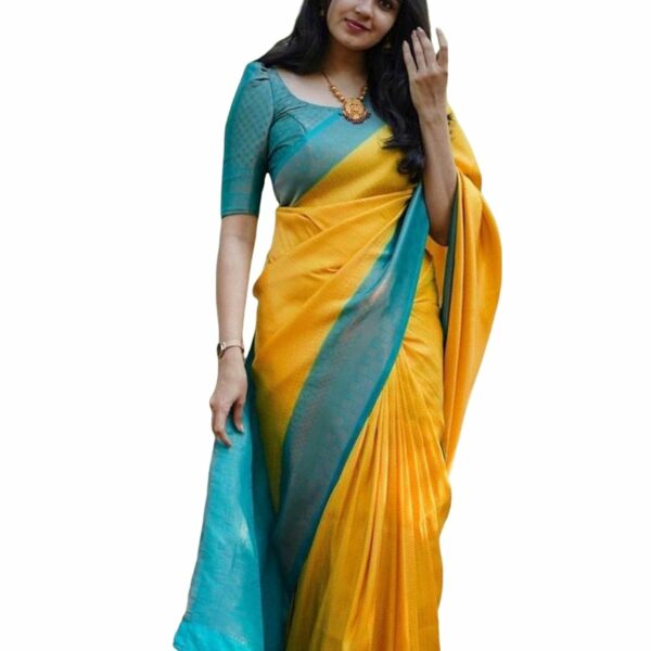 SIRIL Women's Banarasi Jacquard Art Silk Saree with Unstitched Blouse Piece