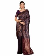 SIRIL Women's Banarasi Jacquard Soft Kanjeevaram Saree With Unstitched Blouse Piece