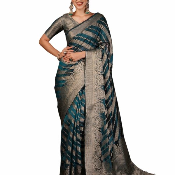 SIRIL Women's Banarasi Soft Silk Kanjivaram Jacquard Saree With Unstitched Blouse Piece