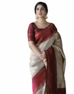 SIRIL Women's Jacquard Art Silk Saree with Unstitched Blouse Piece